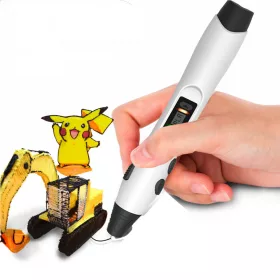   3D nyomtató toll fehér varázs ceruza LCD kijelzővel PLA és ABS huzalhoz + 3x3 méter PLA huzal kezdő készlet 