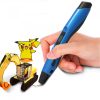 3D printer pen blue magic pencil with LCD display for PLA and ABS wire + 3x3 meter PLA wire starter kit 