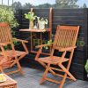 3-piece balcony furniture made of acacia wood, garden seating set, folding chairs with armrests and hanging table