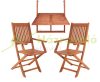 3-piece balcony furniture made of acacia wood, garden seating set, folding chairs with armrests and hanging table