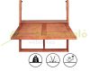 3-piece balcony furniture made of acacia wood, garden seating set, folding chairs with armrests and hanging table
