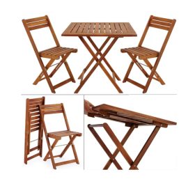   3 részes kerti ülőgarnitúra akácfából összecsukható, helytakarékos balkon készlet