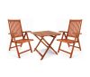 3-piece garden seating set made of eucalyptus wood folding chairs with adjustable seating position