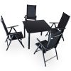 Seating set with 4 chairs with adjustable backs and a table in black
