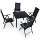Ülőgarnitúra készlet 4 db állítható háttámlájú székkel és asztallal fekete színben