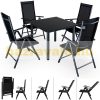 Seating set with 4 chairs with adjustable backs and a table in black