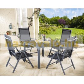   5 részes ülőgarnitúra szett alumínium vázzal, antracit színben WPC asztallap
