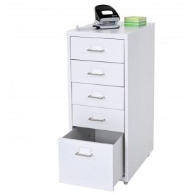   Acél fiókos fémszekrény kis szekrény Gurulós irattartó konténer 5 fiókkal 69x28x44 cm