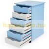 Drawer cabinet blue - white small cabinet. Children's furniture toy holder or filing cabinet rolling container with 6 drawers