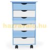 Drawer cabinet blue - white small cabinet. Children's furniture toy holder or filing cabinet rolling container with 6 drawers