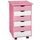 Drawer cabinet pink - white small cabinet. Children's furniture toy holder or filing cabinet rolling container with 6 drawers