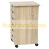 Cabinet with drawers, small cabinet with oak pattern. Rolling filing container with 6 drawers