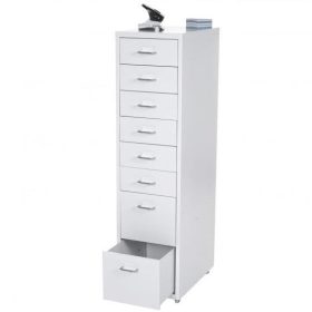   Acél fiókos fémszekrény kis szekrény Gurulós irattartó konténer 8 fiókkal 109x28x44 cm