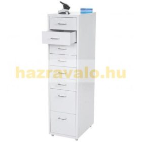   Acél fiókos fémszekrény kis szekrény Gurulós irattartó konténer 8 fiókkal 109x28x44 cm