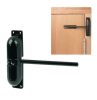 Door closer, door closer, spring-loaded door closing mechanism, black