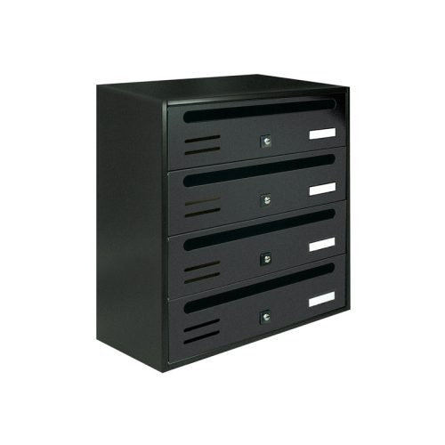 Condominium mailbox 4-piece indoor and outdoor wall-mounted anthracite CUBO CR letterbox galvanized painted steel