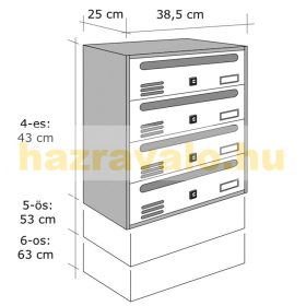   Társasházi postaláda 4 darabos beltéri és kültéri falra szerelhető antracit CUBO CR levélszekrény galvanizált festett acél