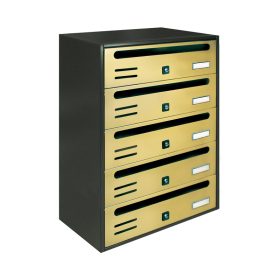   Társasházi postaláda 5 darabos beltéri és kültéri falra szerelhető bronz és antracit CUBO CR levélszekrény galvanizált festett acél