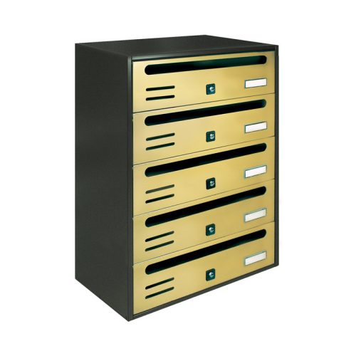 Condominium letterbox 5-piece indoor and outdoor wall-mounted bronze and anthracite CUBO CR letterbox galvanized painted steel