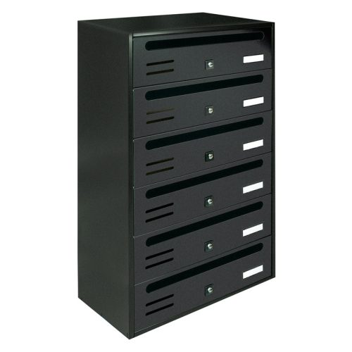 Apartment mailbox 6-piece indoor and outdoor wall-mounted anthracite CUBO CR letterbox galvanized painted steel