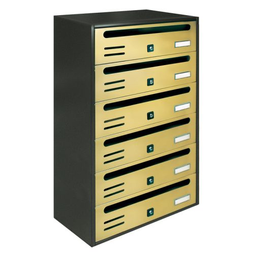 Condominium letterbox 6-piece indoor and outdoor wall-mounted bronze and anthracite CUBO CR letterbox galvanized painted steel