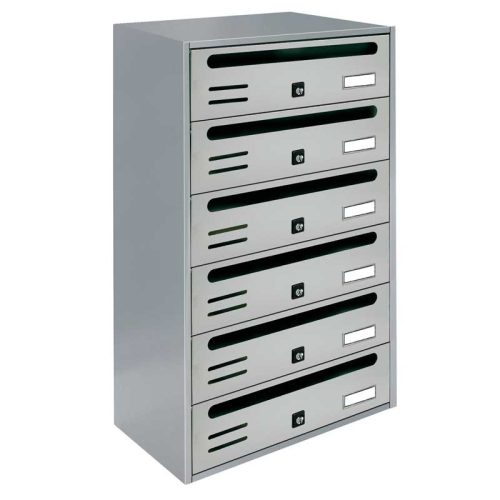 Condominium mailbox 6-piece indoor and outdoor wall-mounted gray CUBO CR letterbox galvanized painted steel