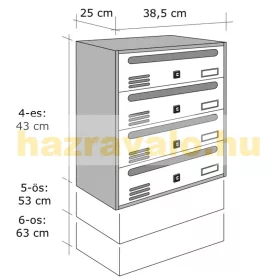 Társasházi postaláda 6 darabos beltéri és kültéri falra szerelhető szürke CUBO CR levélszekrény