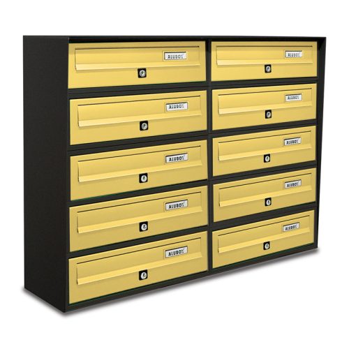 Condominium mailbox 10 pieces indoor and outdoor wall-mounted anthracite - bronze SLIM 5x2 letterbox galvanized painted steel