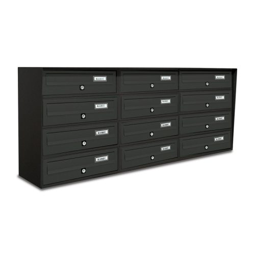 Condominium mailbox 12-piece indoor and outdoor wall-mounted anthracite SLIM 4x3 letterbox galvanized painted steel