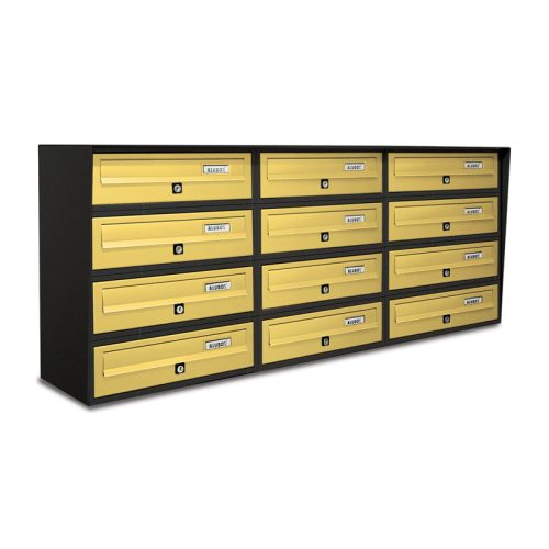 Condominium letterbox 12-piece indoor and outdoor wall-mounted anthracite - bronze SLIM 4x3 letterbox galvanized painted steel