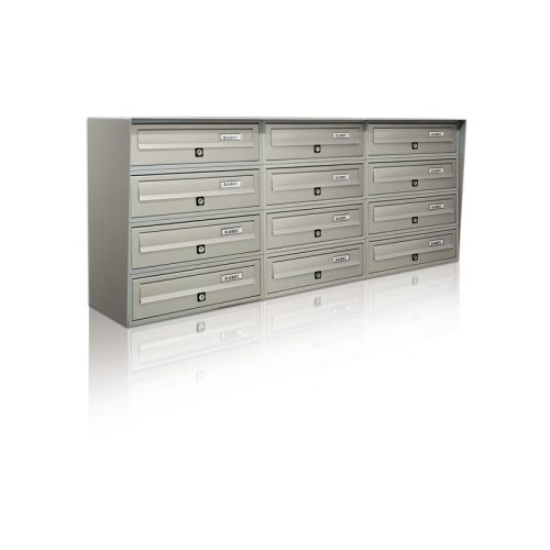Apartment mailbox 12-piece indoor and outdoor wall-mounted gray SLIM 4x3 letterbox galvanized painted steel