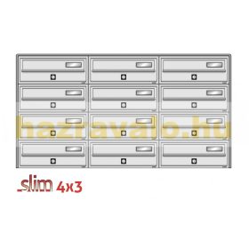   Társasházi postaláda 12 darabos beltéri és kültéri falra szerelhető szürke SLIM 4x3 levélszekrény galvanizált festett acél