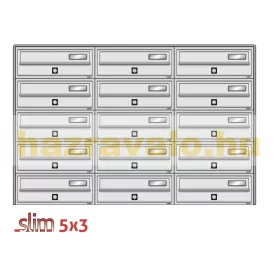 Társasházi postaláda 15 darabos beltéri és kültéri falra szerelhető szürke SLIM 5x3 levélszekrény