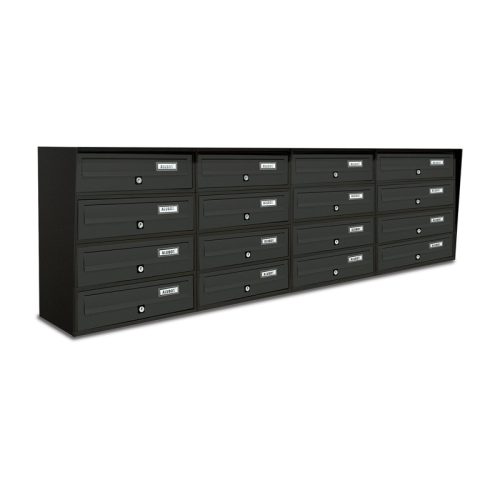 Condominium letterbox 16-piece indoor and outdoor wall-mounted anthracite SLIM 4x4 letterbox galvanized painted steel