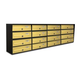   Társasházi postaláda 16 darabos beltéri és kültéri falra szerelhető antracit - bronz SLIM 4x4 levélszekrény galvanizált festett acél