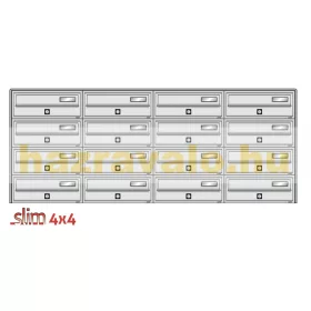 Társasházi postaláda 16 darabos beltéri és kültéri falra szerelhető antracit - bronz SLIM 4x4 levél