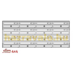  Társasházi postaláda 16 darabos beltéri és kültéri falra szerelhető szürke SLIM 4x4 levélszekrény galvanizált festett acél