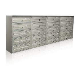   Társasházi postaláda 20 darabos beltéri és kültéri falra szerelhető szürke SLIM 5x4 levélszekrény galvanizált festett acél