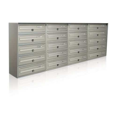 Condominium mailbox 20 pieces indoor and outdoor wall-mounted gray SLIM 5x4 letterbox galvanized painted steel