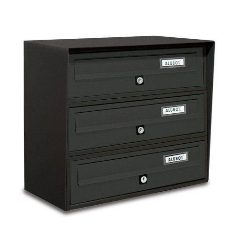 Apartment mailbox 3-piece indoor and outdoor wall-mounted anthracite SLIM letterbox galvanized painted steel