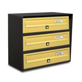   Társasházi postaláda 3 darabos beltéri és kültéri falra szerelhető antracit - bronz SLIM levélszekrény galvanizált festett acél