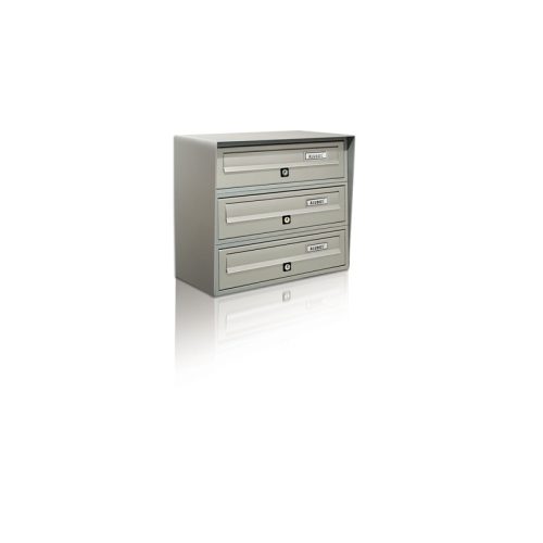Condominium letterbox 3-piece indoor and outdoor wall-mounted gray SLIM letterbox galvanized painted steel