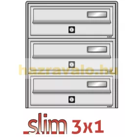 Társasházi postaláda 3 darabos beltéri és kültéri falra szerelhető szürke SLIM levélszekrény galvani