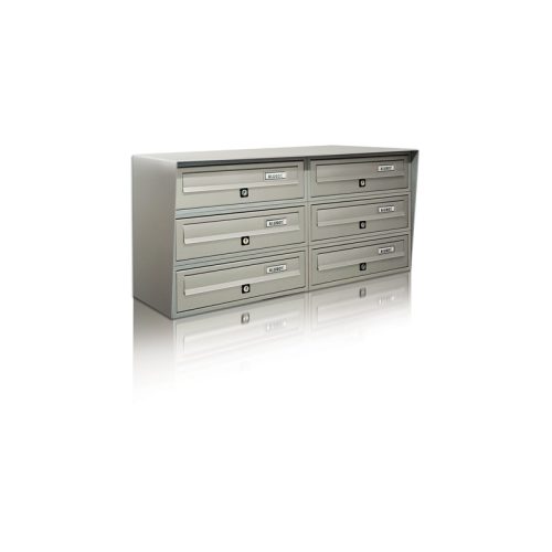 Apartment mailbox 6-piece indoor and outdoor wall-mounted gray SLIM 3x2 letterbox galvanized painted steel
