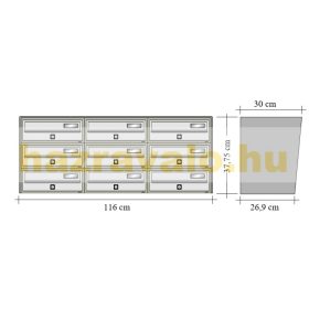   Társasházi postaláda 9 darabos beltéri és kültéri falra szerelhető antracit SLIM 3x3 levélszekrény galvanizált festett acél