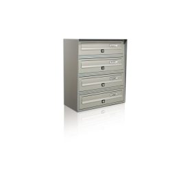   Társasházi postaláda 4 darabos beltéri és kültéri falra szerelhető szürke SLIM levélszekrény galvanizált festett acél