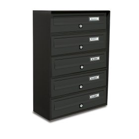   Társasházi postaláda 5 darabos beltéri és kültéri falra szerelhető antracit SLIM levélszekrény galvanizált festett acél