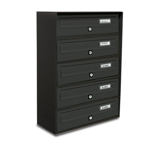 Apartment mailbox 5-piece indoor and outdoor wall-mounted anthracite SLIM letterbox galvanized painted steel