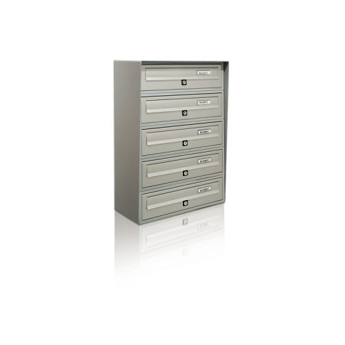 Condominium mailbox 5-piece indoor and outdoor wall-mounted gray SLIM letterbox galvanized painted steel