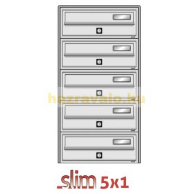   Társasházi postaláda 5 darabos beltéri és kültéri falra szerelhető szürke SLIM levélszekrény galvanizált festett acél